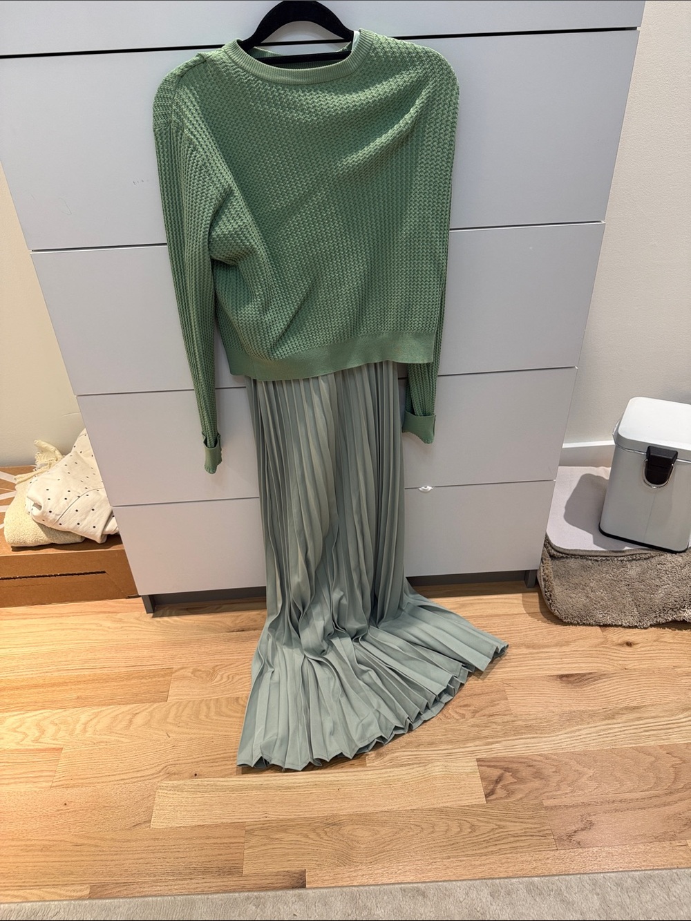 Women’s two piece attached green dress